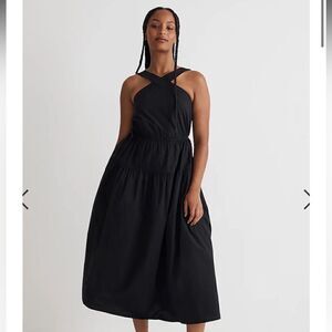 Madewell Poplin Halter Tiered Midi Dress